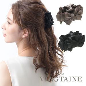 グログランボリュームリボンバンスクリップ ヘアクリップ 華やか ヘアアクセサリー 大人っぽい H7476　【定形外発送・ゆうパケット不可】｜vingtaine