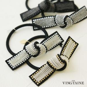 SWAROVSKI ヘアゴム おしゃれ 大粒スワロフスキーのラウンドプチデコ