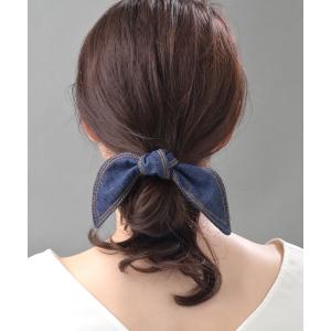 デニム リボン ヘアゴム 大人カジュアル シン...の詳細画像1