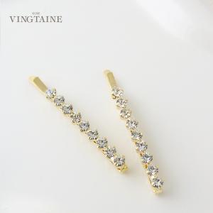 ラインストーンヘアピン2本セット ゴールド 大人上品 アアクセサリー h8001｜VINGTAINE