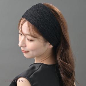 ブラックレース ワイドターバン ヘアバンド まとめ髪  大人 レディース HB-138　爆買 mbgt｜VINGTAINE