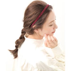 カチューシャ ベルベット ヘアアクセサリー 細...の詳細画像4