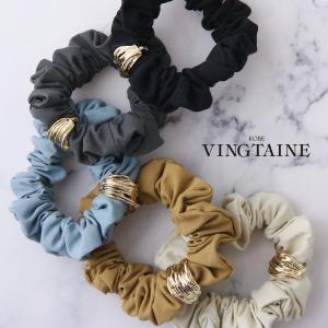 チャーム付きミニシュシュ ヘアゴム 大人シンプル コンパクト hs-238 mbgt mbgt｜VINGTAINE