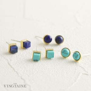 ターコイズ ピアス K18YG 18k 18金 トルコ石 イエロー ゴールド 3mm