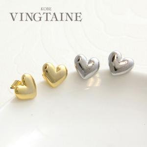 ピアス イヤリング ハート メタル ぽってり ミニ 小ぶり 小さめ アクセサリー チタン P5191｜vingtaine