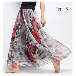 sale 花柄 シフォン スカート マキシ丈 ...の詳細画像5