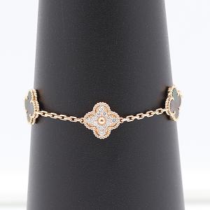 美品 箱付 ヴァンクリーフ＆アーペル ヴィンテージアルハンブラ ブレスレット 750PG マザーオブパール 12.7g 0976481 1KHT AKO ABC18682