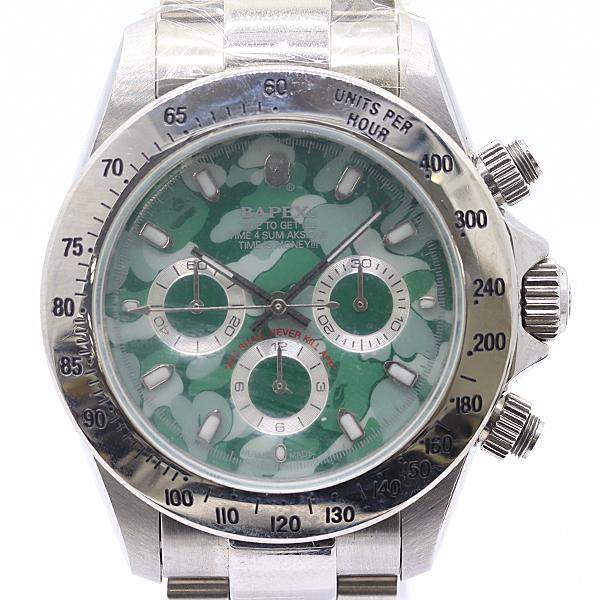 良品 保/箱/コマ付 稼働 ア・ベイシング・エイプ BAPEX TYPE 3 クロノ AT/自動巻 ...