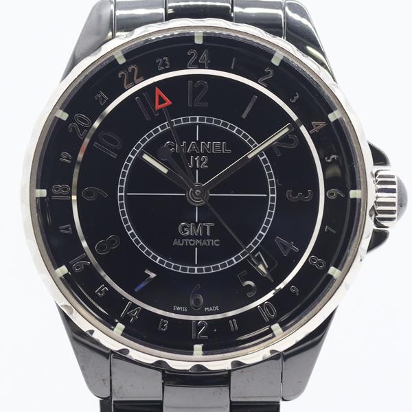 良品 稼働 シャネル J12 GMT H3101 AT/自動巻 デイト ブラック文字盤 メンズ腕時計...
