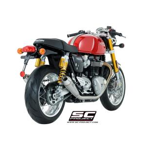 バイク マフラー SCプロジェクト トライアンフ THRUXTON 1200 / R  ステンレス コニカル ツイン・スリップオン｜vio0009