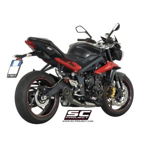 バイク マフラー SC-PROJECT - S1 スリップオンサイレンサー "グレーエディション" (消音バッフル付属) トライアンフ STREET TRIPLE 675 / R / RX '13-16｜vio0009