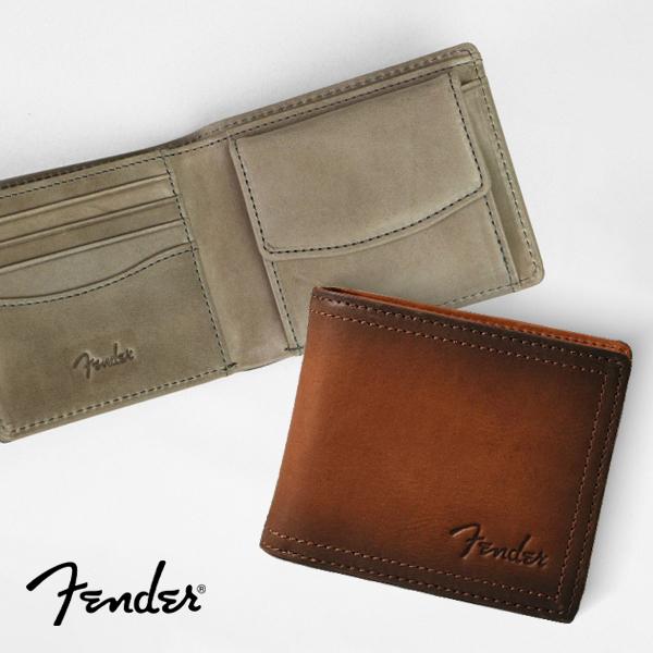 フェンダー Fender 二つ折り財布 サンバースト ロゴ ミニ財布 レザー 950-502 | ブ...