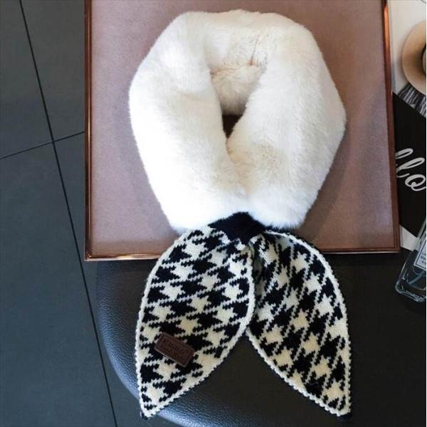新作 マフラー 秋冬トレンド トレンディ 流行 レディースファッション ふわふわ ファー 千鳥格子 ...