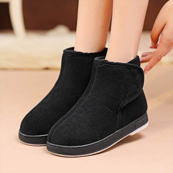 ボアショートブーツ レディース ユニセックス くるぶし丈 サイドマジックテープ 低めヒール ベルクロ...