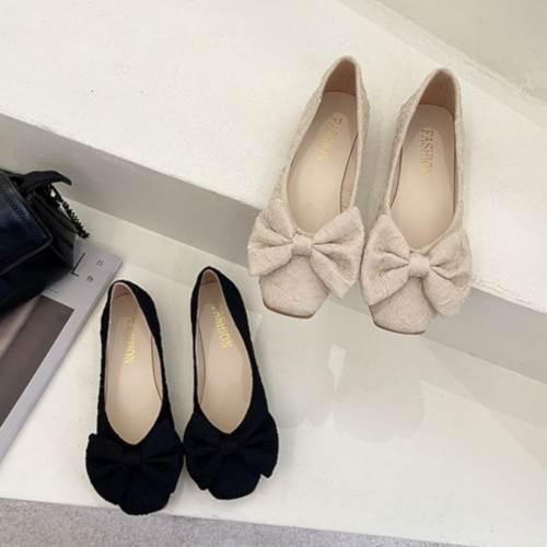 シューズ レディース フラットシューズ スクエアトゥ ぺたんこ ぺたんこシューズ ローヒール ゴム底...