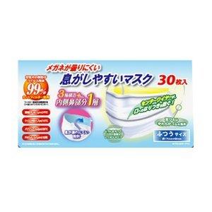 奥田薬品 メガネが曇りにくい 息がしやすいマスク ふつうサイズ 30枚入 (マスク)