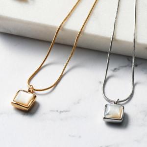 ネックレス 18k 18金 ホワイトゴールド コーティング 金属アレルギー 対応 ステンレス シンプル チェーン 上品 アクセサリー レディース ジュエリー vi-2006｜viragio