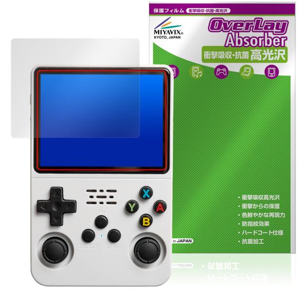 3.5インチ レトロハンドヘルドゲームコンソール R36S 保護フィルム OverLay Absor...