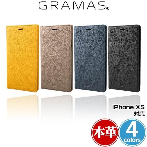 iPhone XS 用 GRAMAS Shrunken-Calf Leather Book Case...