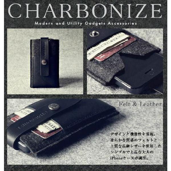 スマホケース Charbonize レザー &amp; フェルト ウォレットタイプケース for iPhon...