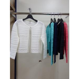 透かし編地ボーダー柄 ニットカーディガン＊GALLERY VISCONTI