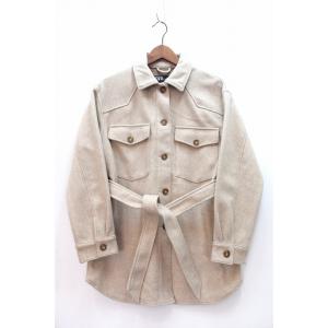 ZARA ザラ  ベルト付き フェイクウール ジャケット コート  ・M ベージュ