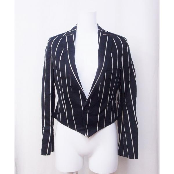 green グリーン  （現HYKE） ストライプ　ジャケット リネン混  1 黒