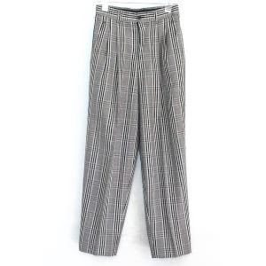 TRANSONIC タータンチェック 良素材 パンツ　スラックス メンズ  S ブラック系/ブラウン...