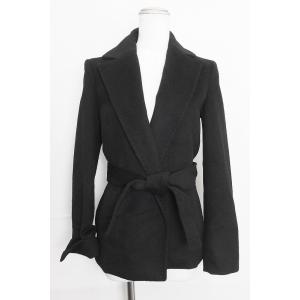 acide アシッド  アンゴラ　ガウンタイプ　ミドル丈コート  34 ブラック