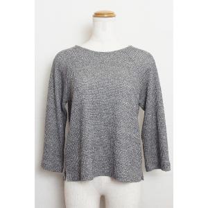 Luxe Relaxing　デザインニット　七分袖　バックスリットデザイン  40 グレーミックス