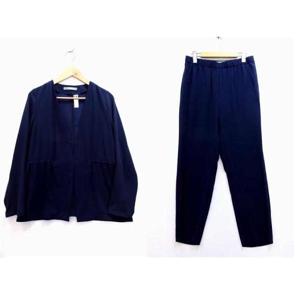 theory luxe セオリーリュクス  ノーカラージャケット セットアップ パンツスーツ 薄手 ...