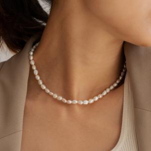 新品未使用　SHIPS 本物　淡水　パール ネックレス　照り　原産国日本 淡水 バロック パール ショート ネックレス（ネックレス）｜SHIPS