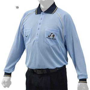 ミズノ ソフトボール審判員用長袖シャツ 12JC9X15 19パウダーブルー×ネイビー メンズ