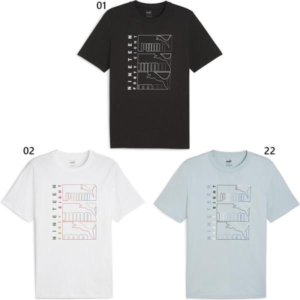 プーマ メンズ グラフィックス トリプル NO1 ロゴ 半袖 Tシャツ カジュアルウェア トップス ...