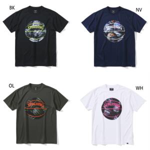 スポルディング メンズ レディース Tシャツ ボールプリント 半袖Tシャツ トップス バスケットボールウェア SMT23014の商品画像