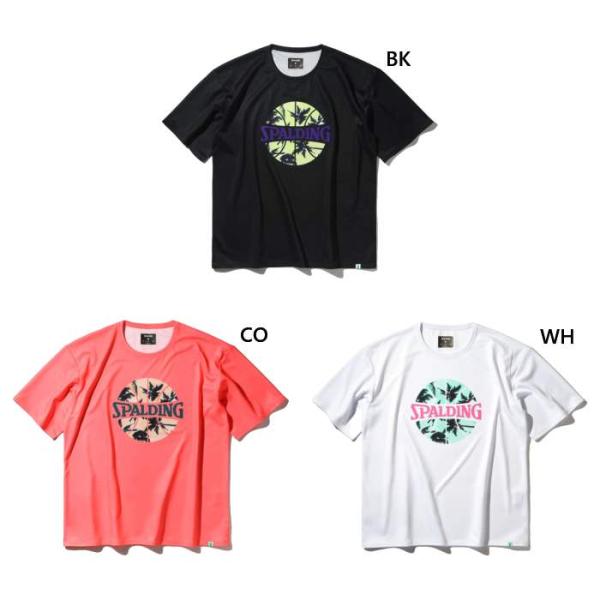 スポルディング メンズ レディース Tシャツ パームツリー ボールプリント バスケットボールウェア ...