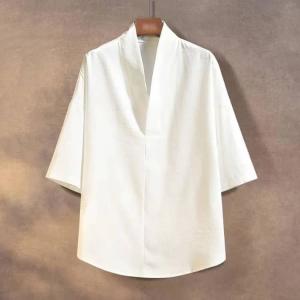 Vネック 黒 半襦袢 男性 Tシャツ 肌着 白...の詳細画像2