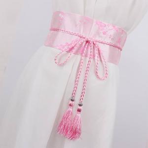 ハイウエスト 桜柄 和風 帯 ベルト 光沢感 ...の詳細画像3