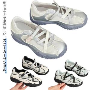 靴 スニーカー スポーツサンダル スニーカー レディース 軽量 シューズ 通気性 メッシュ スポサン ストラップ 涼しい 蒸れない