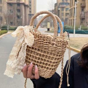 バッグ レースバッグ 斜めがけ 巾着 かごバッ...の詳細画像4