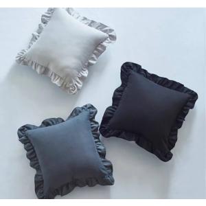 アンティーク風 クッションカバー 45×45cm おしゃれ フリル付き