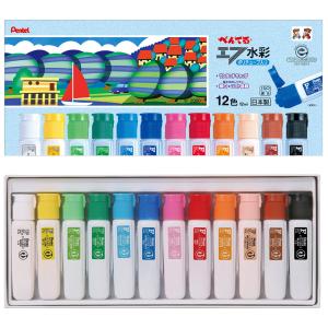 ぺんてる 絵の具 エフ水彩 12色 ポリチューブ入り WFC2-12