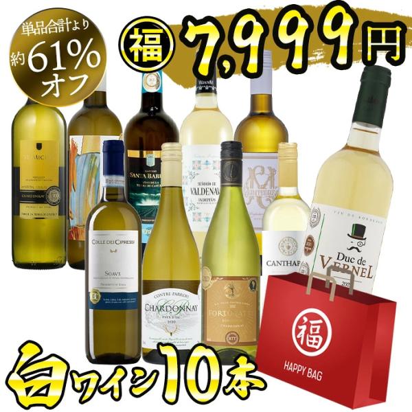 ワイン福袋 ワイン ワインセット 白ワイン好き飲み比べ 10本セット 辛口 福袋 白ワイン 白 爆買