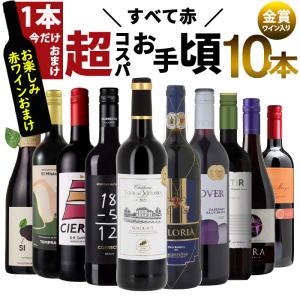 50％OFF 今だけ1本おまけ ワイン ワインセット 超コスパ 厳選お買い得 赤ワイン 10本 赤ワインセット 辛口 送料無料｜viva-vino