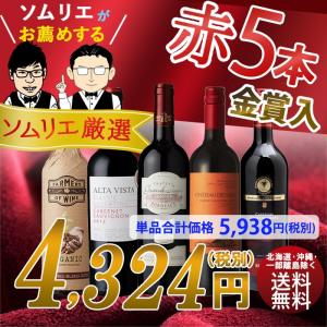 ワイン ワインセット ソムリエおすすめ 赤ワインバラエティ5...