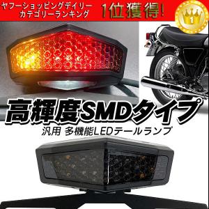 バイク 多機能 LEDテール 黒 SMDタイプ ブレーキ ウインカー ナンバー灯 ステー付【F6】｜vivaenterplise