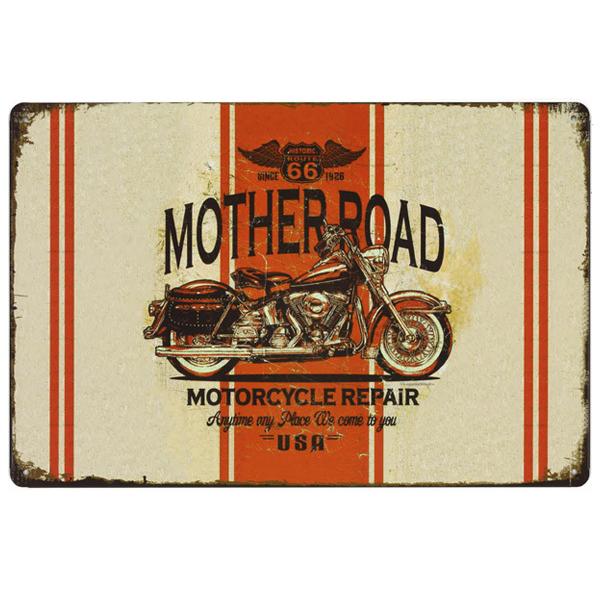 メール便送料無料 ブリキ看板 (26) MOTHER ROAD ルート66 バイク ブリキプレート3...