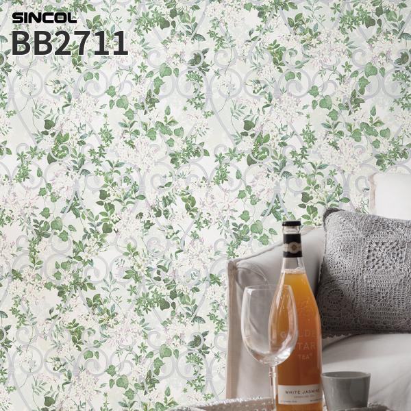 大特価SALE BB2711 壁紙 フラワー 花柄 植物柄 ハゴロモジャスミン ボタニカル のりなし...