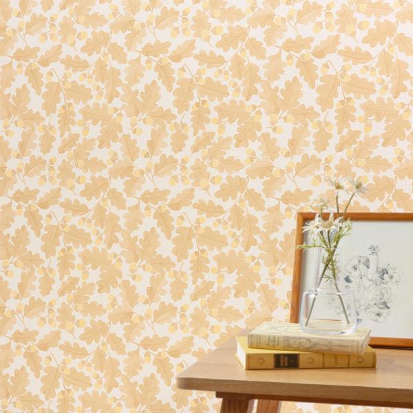 壁紙 どんぐり柄 おしゃれ diy 賃貸 キッズ サニタリー 抗菌 抗ウイルス 不燃 貼替 のりなし...