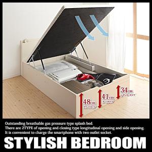 ベッド シングル フレーム 収納 コンセント 跳ね上げ式 縦開き ラージ フレームのみ